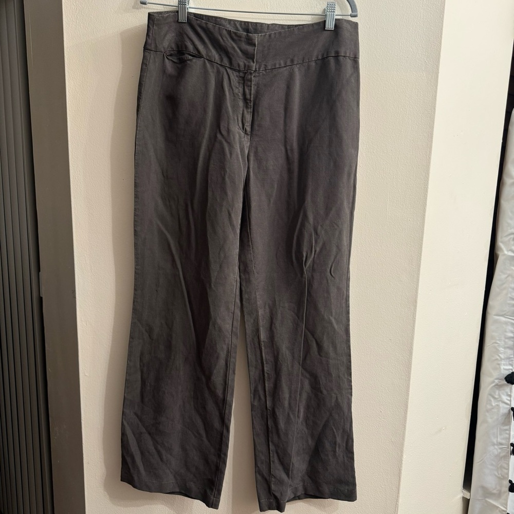 Eileen Fisher Women’s Grey Linen Blend Slack Dress Pants Trousers Size 10